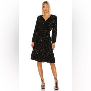 Rails Joy Star Print Long Sleeve Dress Black Casual Boho Women’s Medium